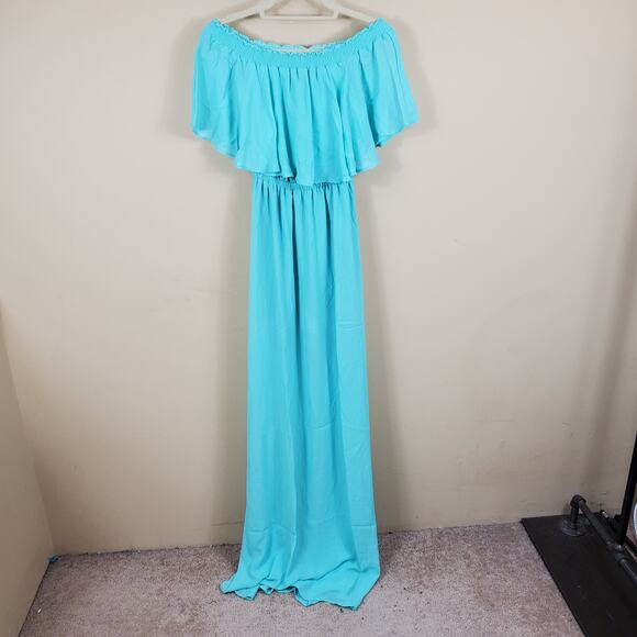 Show Me Your Mumu Hacienda Maxi Dress in Sea Glass Crisp Women's Size S - Picture 1 of 9